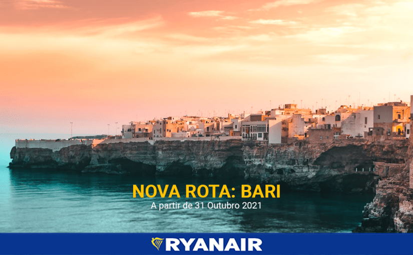 Ryanair lança Bari em voo directo a partir de&nbsp;Outubro